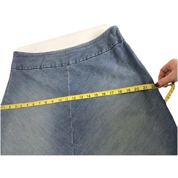 Sundance Chambray Denim Midi Skirt A-Line Womens 12 Blue Boho Country - Picture 7 of 8